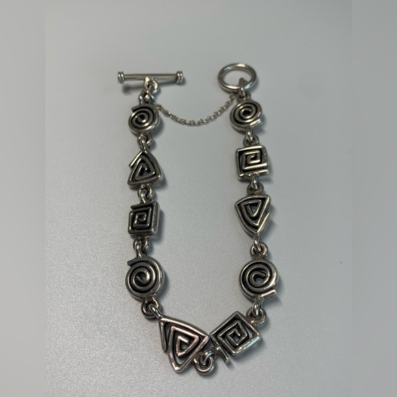 Silpada Vintage Very Rare Sterling Silver Geometric Shapes Toggle Clasp Bracelet - Picture 9 of 14